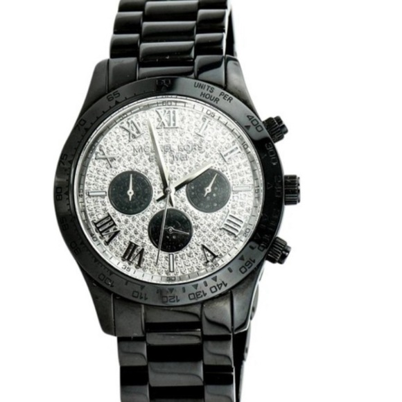 Michael Kors Layton Glitz Pave Dial Black Watch - Picture 4 of 10